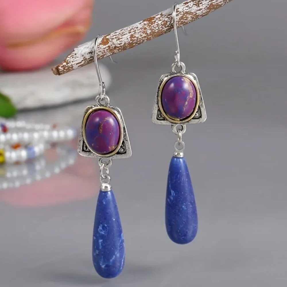 Elegant Silver and Blue Dangle Earrings